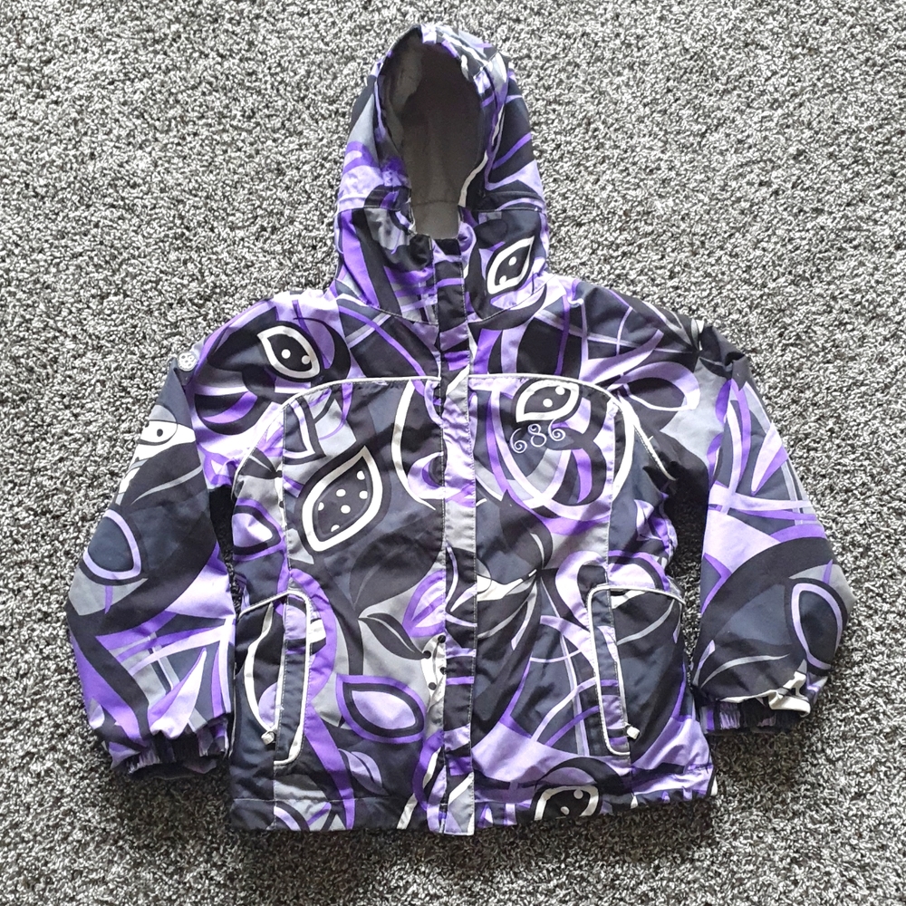 686 Kids Jacket - Purple and Black Pattern